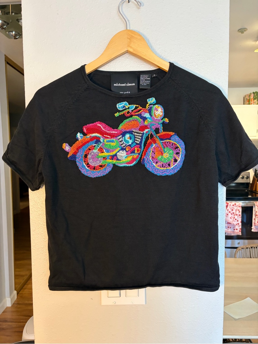 Michael Simon Embroidered Motorcycle Knit Tshirt